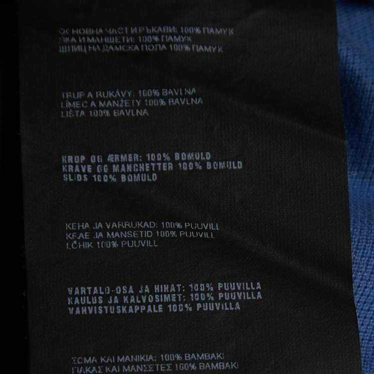 Pre Owned Prada Blue Cotton Pique Contrast Collar Polo T-Shirt L