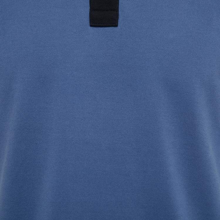 Pre Owned Prada Blue Cotton Pique Contrast Collar Polo T-Shirt L