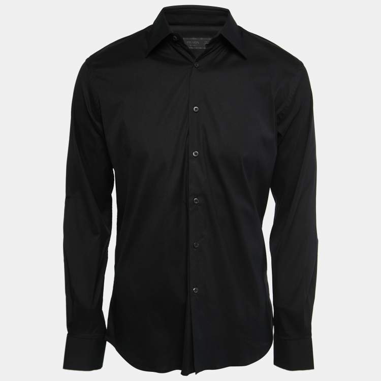 Prada Black Cotton Button Front Full Sleeve Shirt M Prada | The Luxury ...