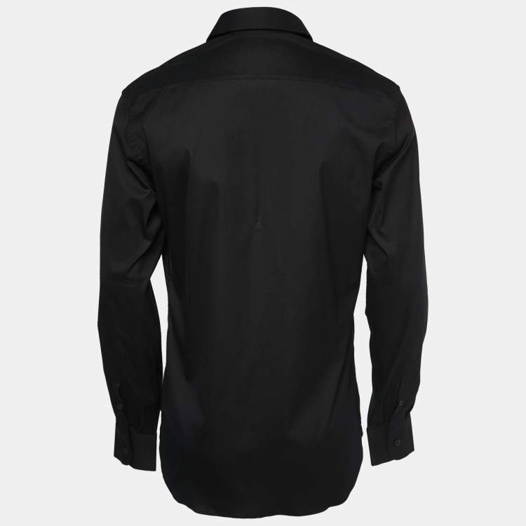 Pre Owned Prada Black Cotton Button Front Full Sleeve Shirt M