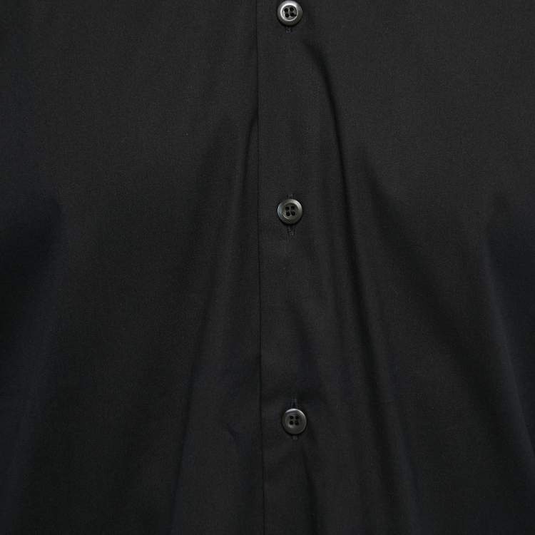 Pre Owned Prada Black Cotton Button Front Full Sleeve Shirt M