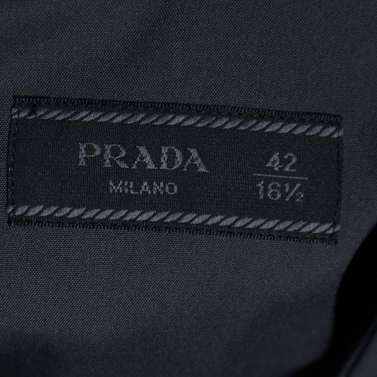Pre Owned Prada Black Grey Cotton Button Front Full Sleeve Shirt XL
