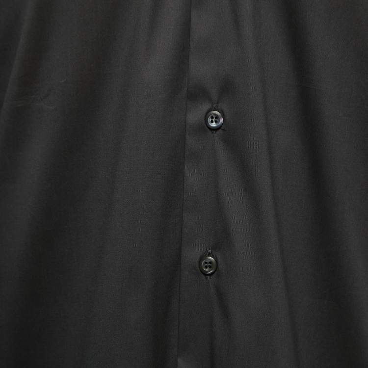 Pre Owned Prada Black Grey Cotton Button Front Full Sleeve Shirt XL