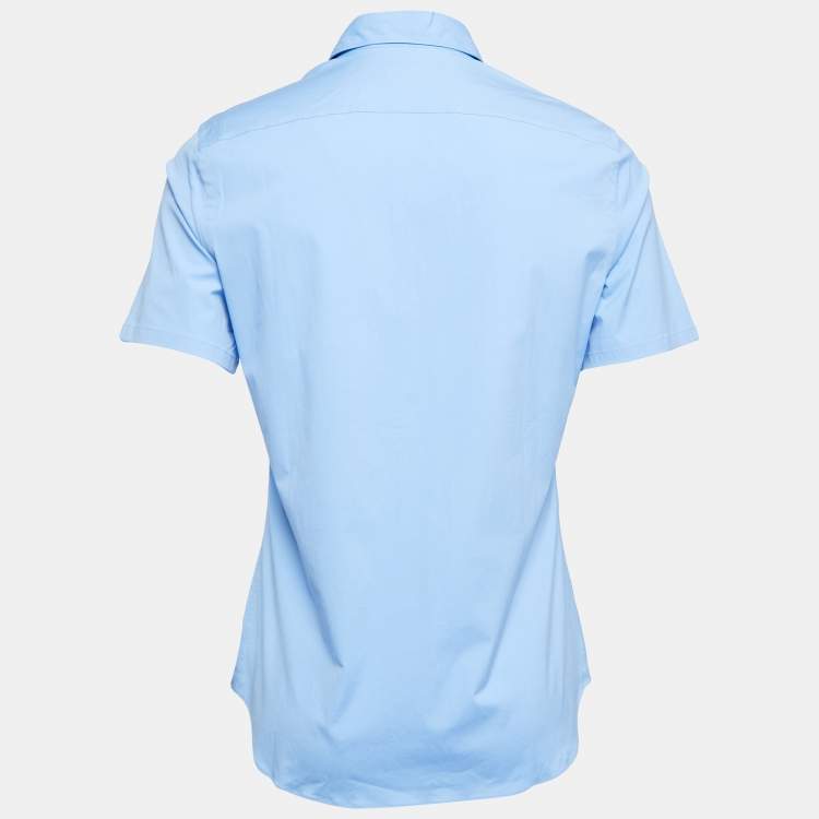مملوكة مسبقًا Prada Blue Cotton Button Front Half Sleeve Shirt M