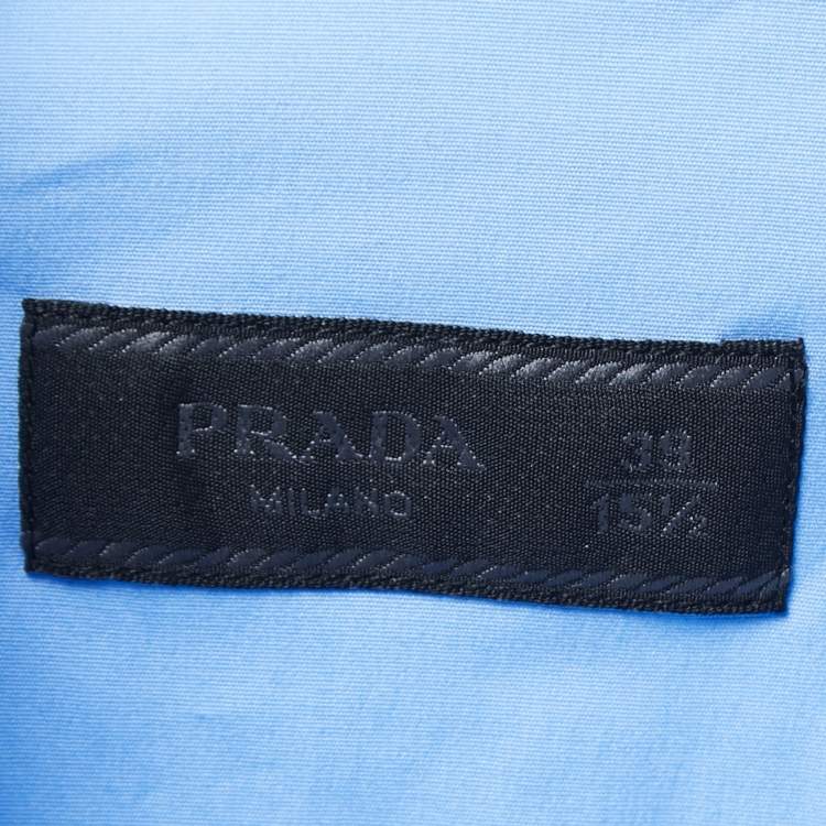 مملوكة مسبقًا Prada Blue Cotton Button Front Half Sleeve Shirt M