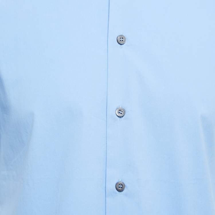 مملوكة مسبقًا Prada Blue Cotton Button Front Half Sleeve Shirt M