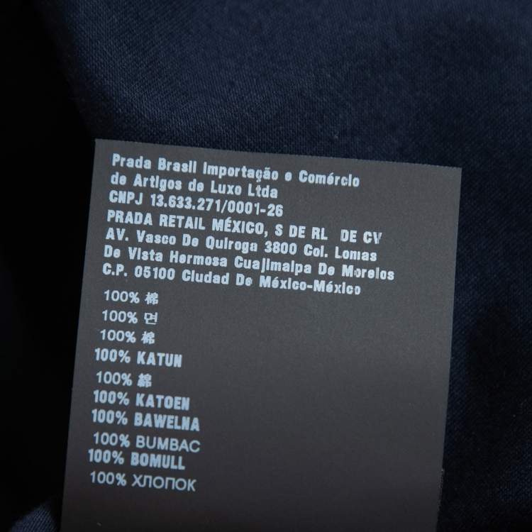 Pre Owned Prada Navy Blue Cotton Crewneck T-Shirt S