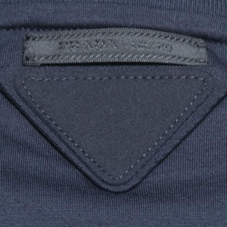 Pre Owned Prada Navy Blue Cotton Crewneck T-Shirt S