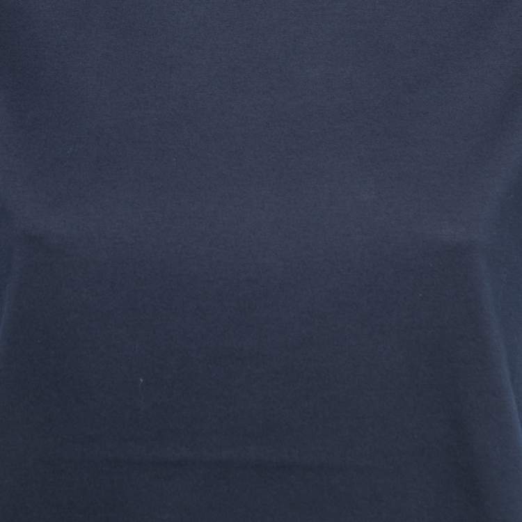 Pre Owned Prada Navy Blue Cotton Crewneck T-Shirt S