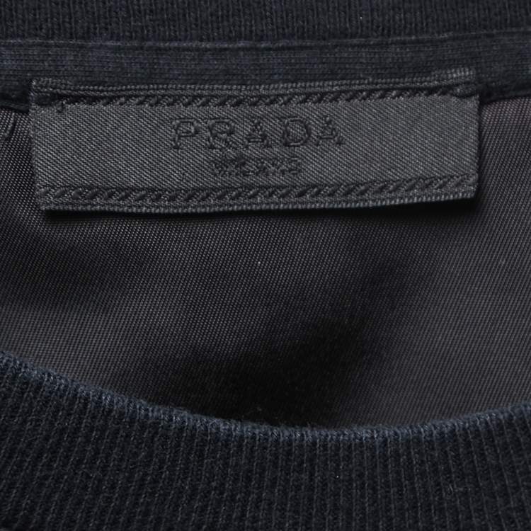 Pre Owned Prada Black Cotton Pocket Detailed Crew Neck Half Sleeve T-Shirt XL