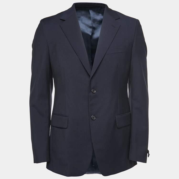 Pre Owned Prada Navy Blue Wool Single Breasted Blazer M