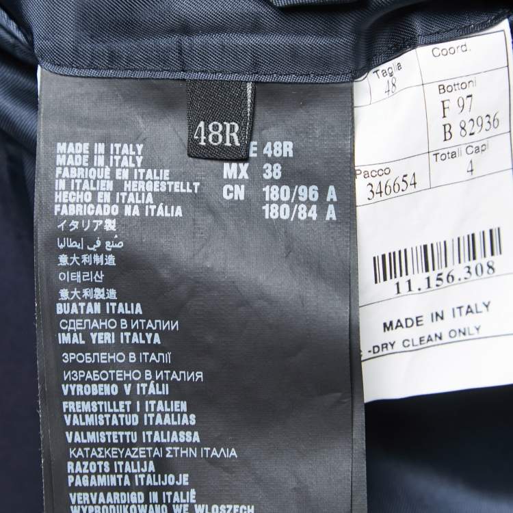 Pre Owned Prada Navy Blue Wool Single Breasted Blazer M
