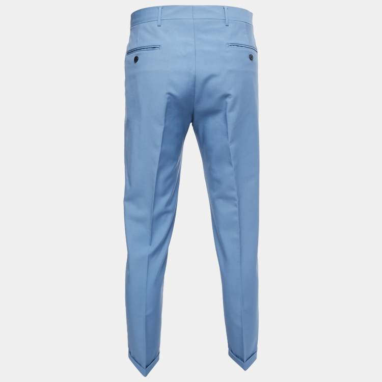Pre Owned Prada Blue Wool Tailored Trousers XL