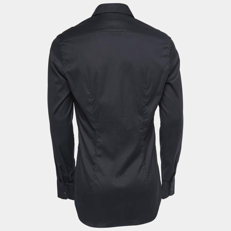 Pre Owned Prada Black Cotton Button Front Full Sleeve Shirt M