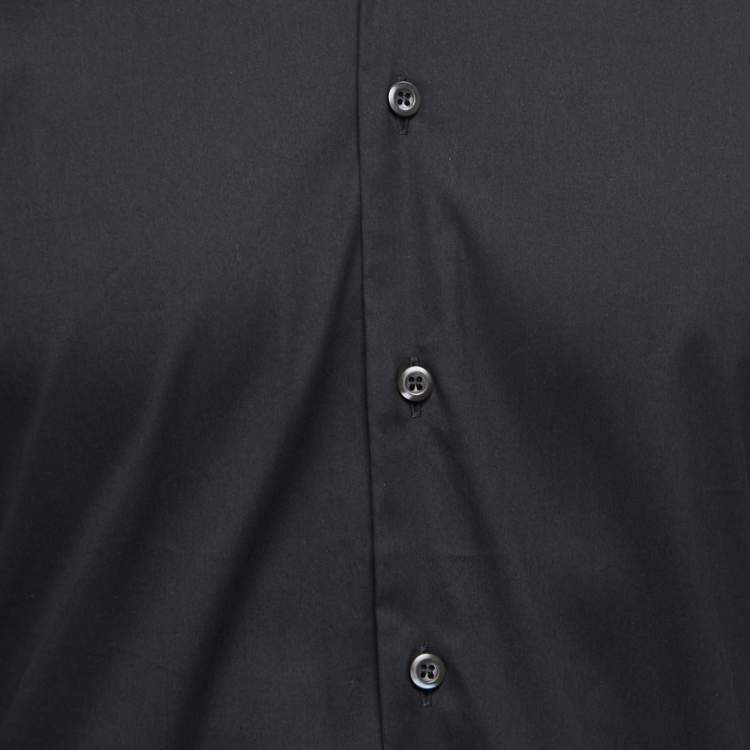 Pre Owned Prada Black Cotton Button Front Full Sleeve Shirt M