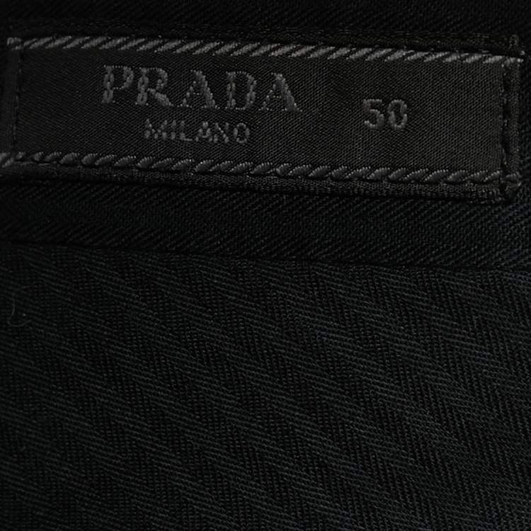 Pre Owned Prada Grey Wool Regular Fit Pants L