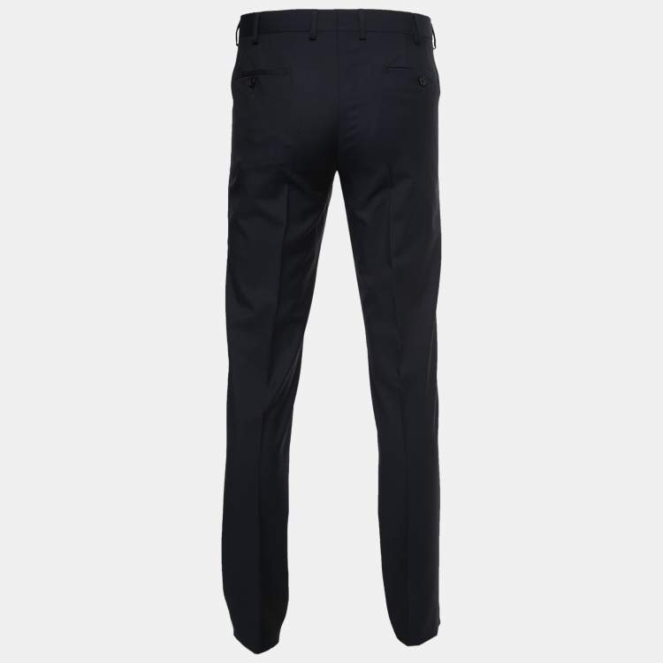 مملوكة مسبقًا Prada Navy Blue Wool Tailored Trousers M