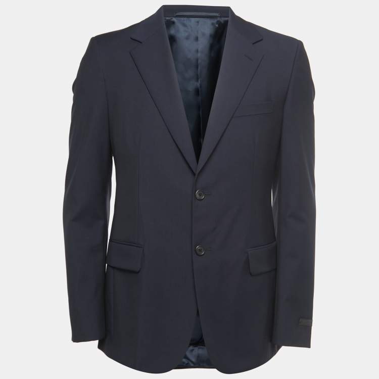 Pre Owned Prada Navy Blue Wool Single Breasted Blazer M