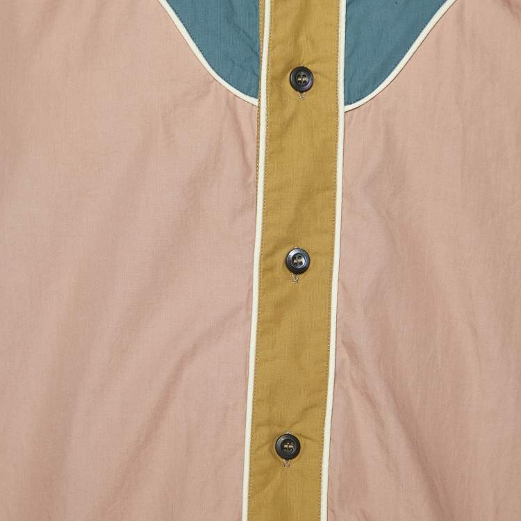 Pre Owned Prada Color Block Cotton Short Sleeve Shirt XL