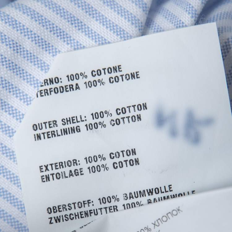Pre Owned Prada Blue Striped Cotton Button Down Full Sleeve Shirt L