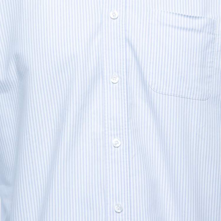 Pre Owned Prada Blue Striped Cotton Button Down Full Sleeve Shirt L