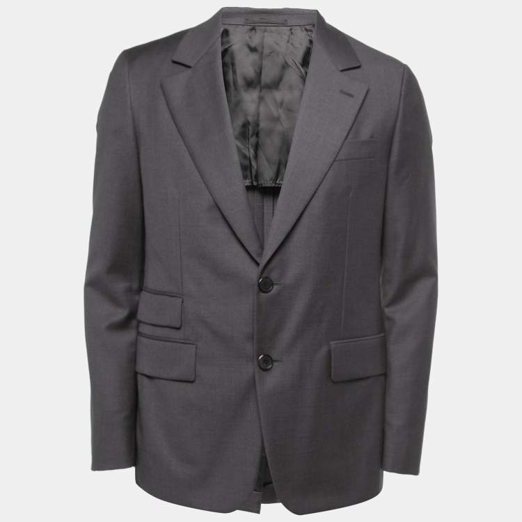 Pre Owned Prada Grey Wool Single Breasted Blazer L
