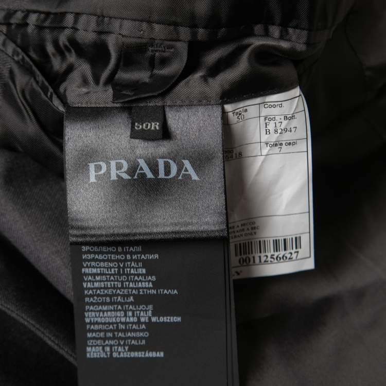 Pre Owned Prada Grey Wool Single Breasted Blazer L