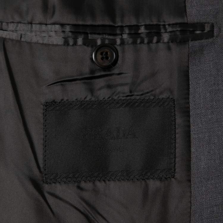 Pre Owned Prada Grey Wool Single Breasted Blazer L