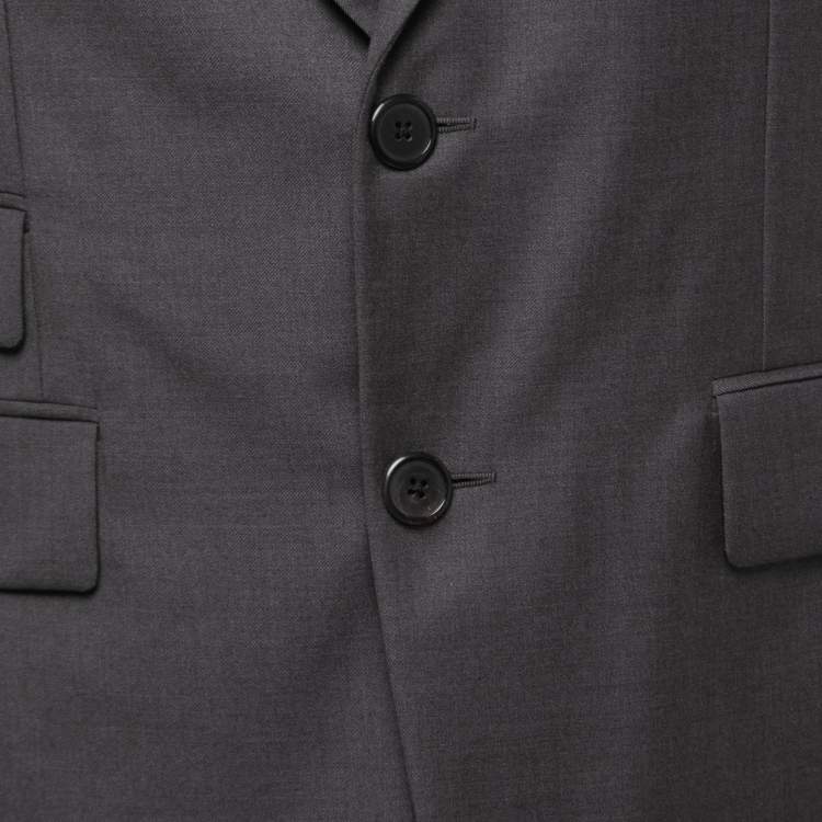 Pre Owned Prada Grey Wool Single Breasted Blazer L