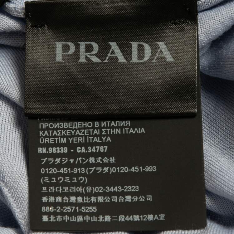 Pre Owned Prada Blue Wool Knit Logo Embroidered Polo T-Shirt XXL
