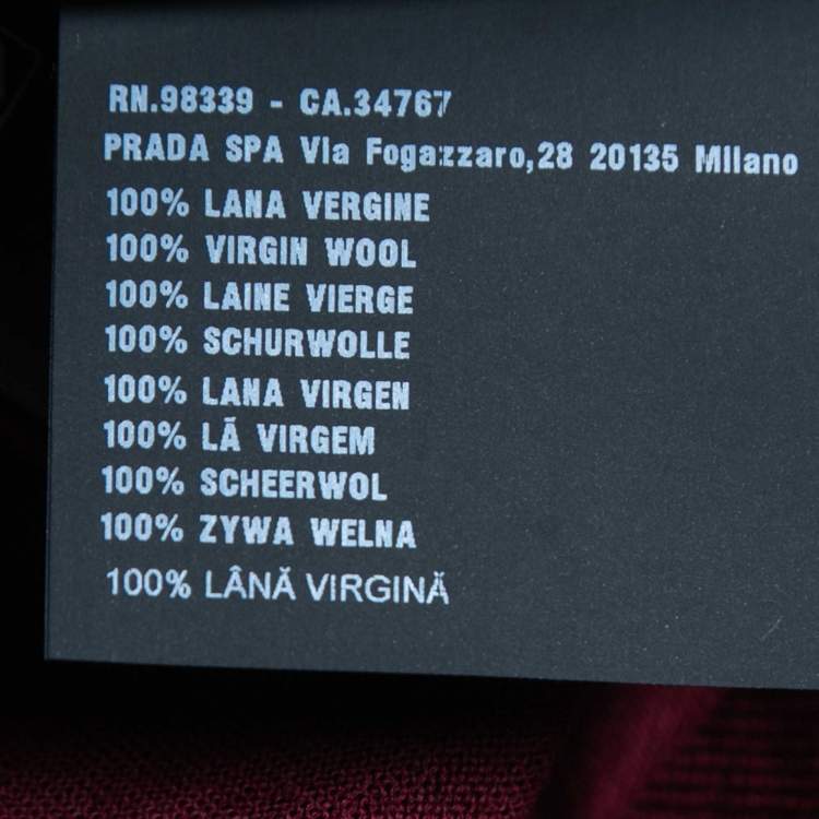 Pre Owned Prada Burgundy Wool Knit Polo T-Shirt 2XL