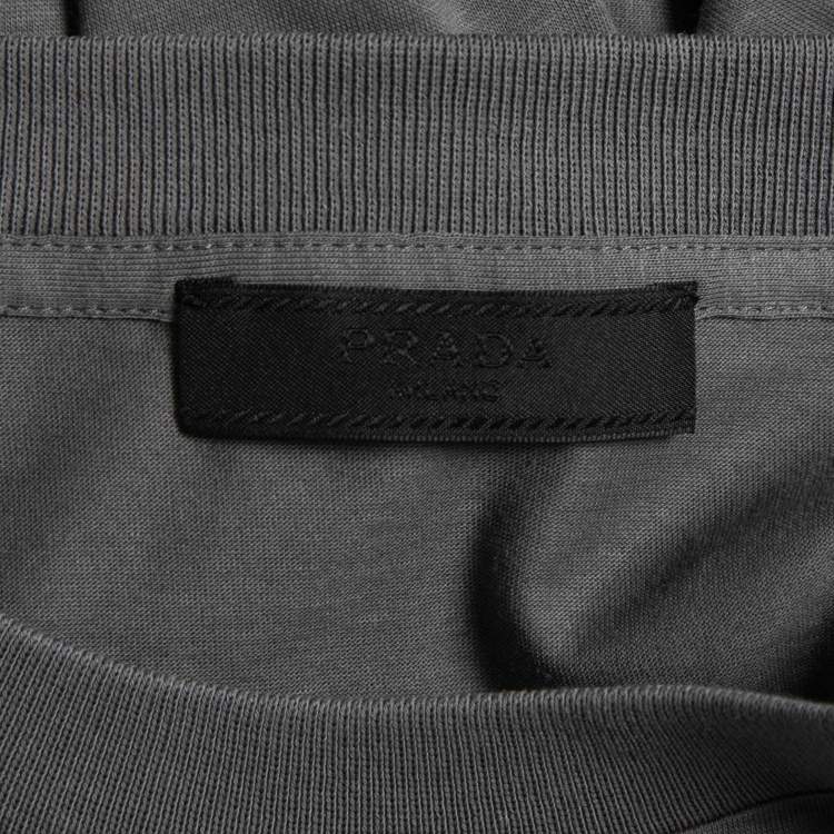 Pre Owned Prada Grey Cotton Crew Neck T-Shirt 3XL
