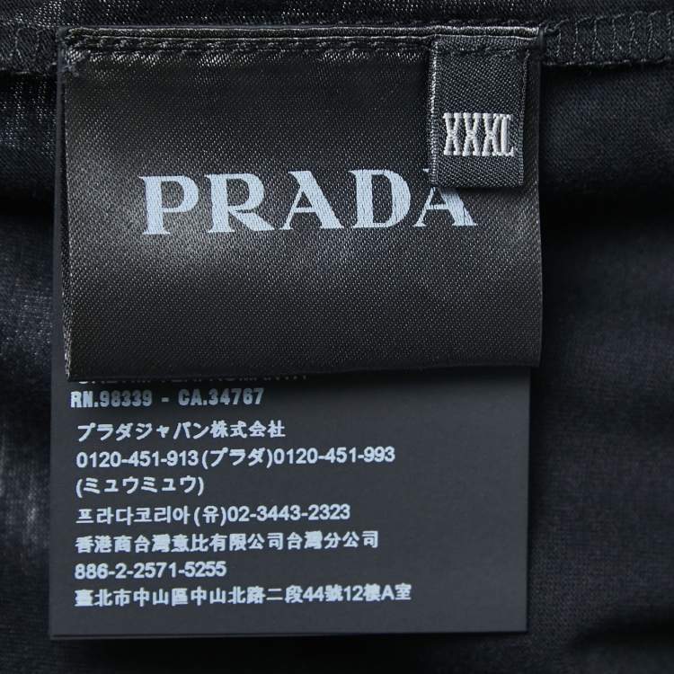Pre Owned Prada Black Cotton Logo Pocket Detail Crew Neck Half Sleeve T-Shirt 3XL