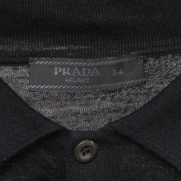 Pre Owned Prada Black Wool Polo T-Shirt XXL
