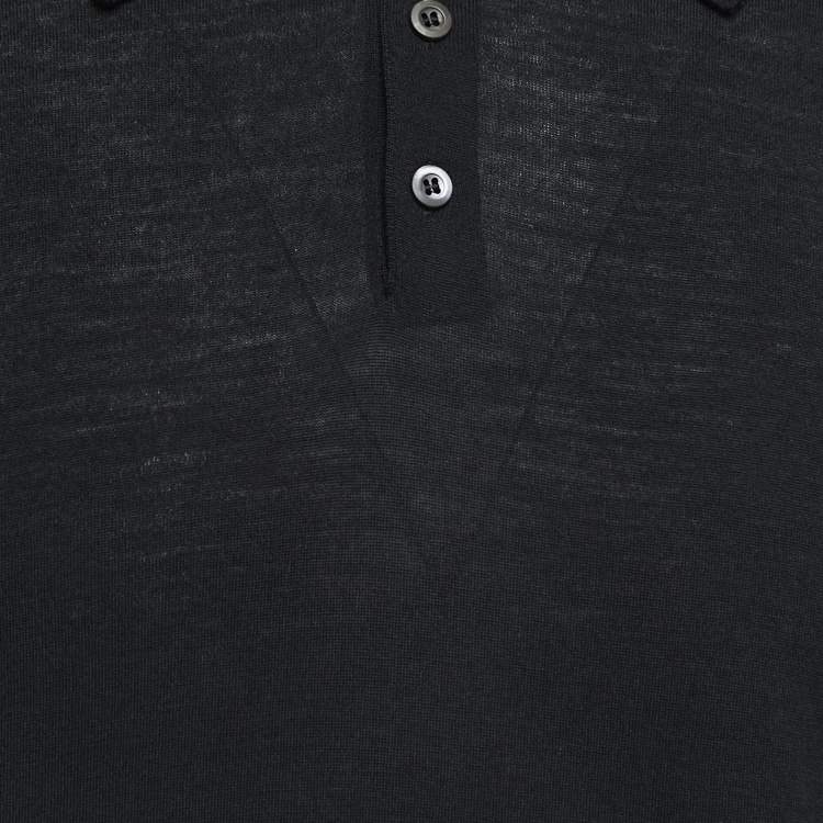 Pre Owned Prada Black Wool Polo T-Shirt XXL
