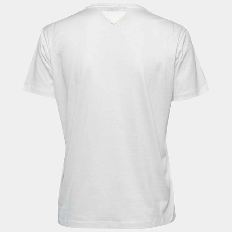 Pre Owned Prada White Cotton Crew Neck T-Shirt L
