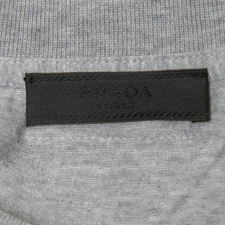 Pre Owned Prada Grey Cotton Jersey Crew Neck T-Shirt S