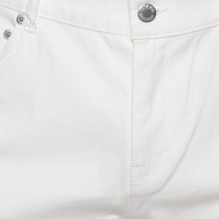 Pre Owned Prada White Denim Contour Fit Jeans S