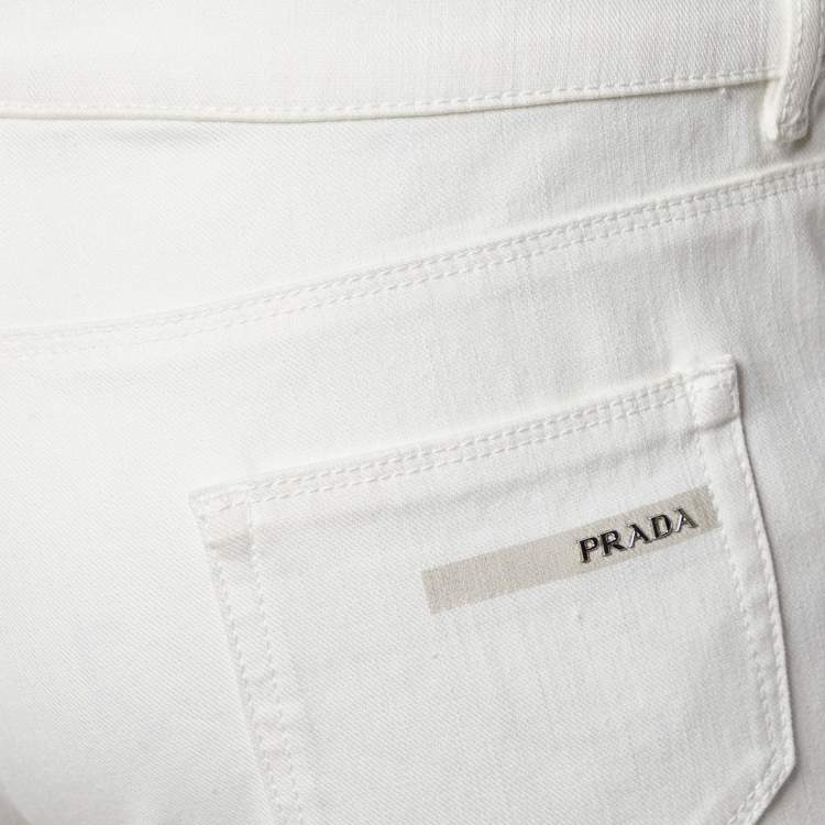 Pre Owned Prada White Denim Contour Fit Jeans S