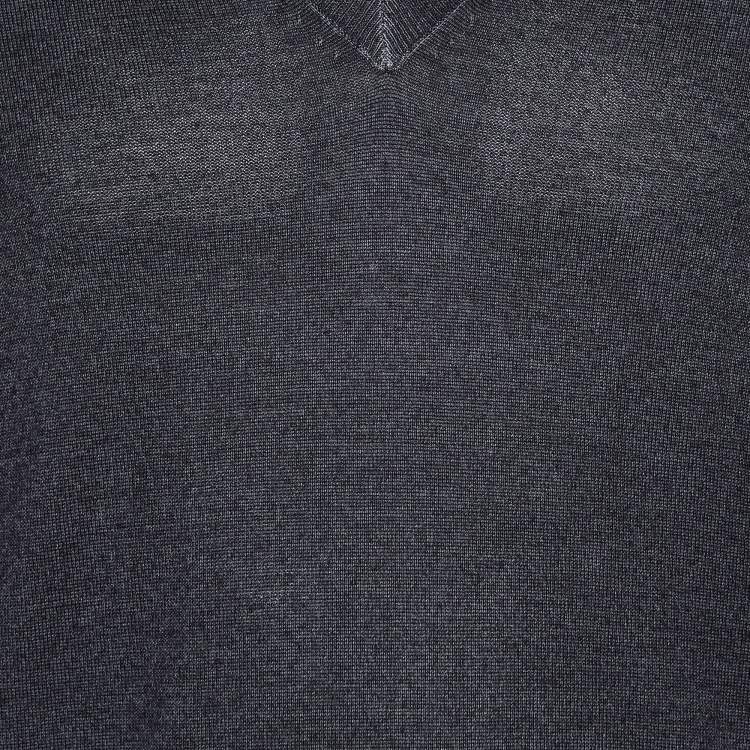 مملوكة مسبقًا Prada Black Wool Knit V-Neck Sweater L
