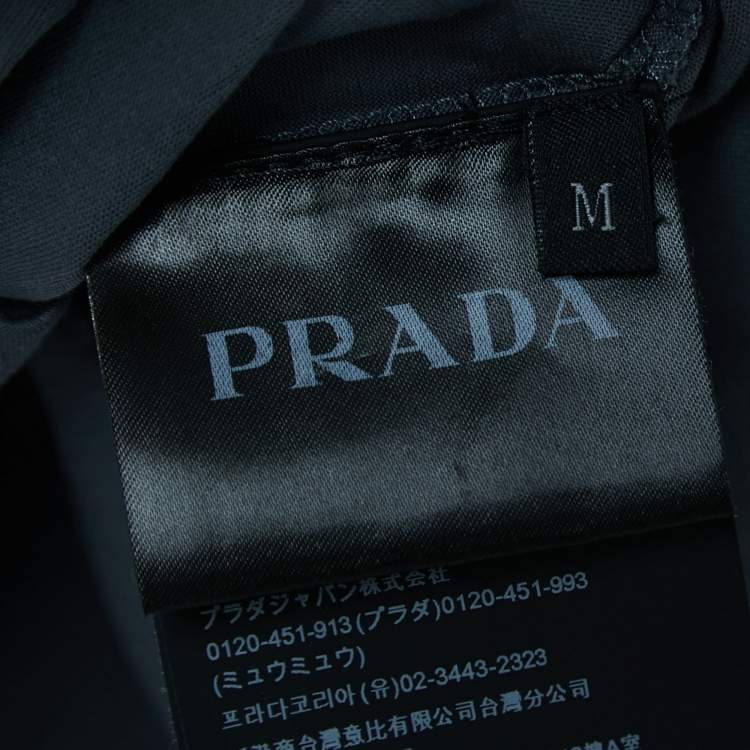Pre Owned Prada Grey Cotton Logo Pocket Detailed Polo T-Shirt M