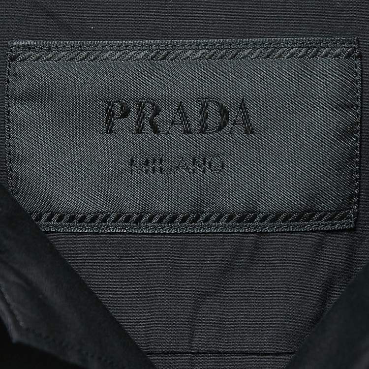 Pre Owned Prada Black Cotton Pocket Detail Short Sleeve Shirt M