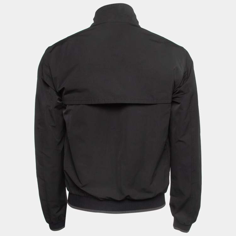 Pre Owned Prada Black Synthetic Zip Front Jacket M