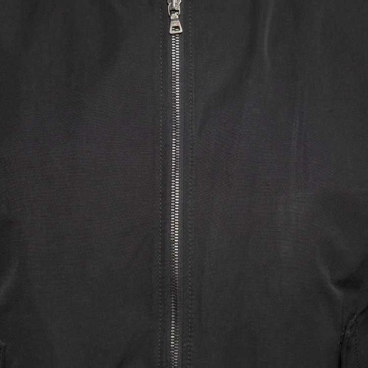 Pre Owned Prada Black Synthetic Zip Front Jacket M