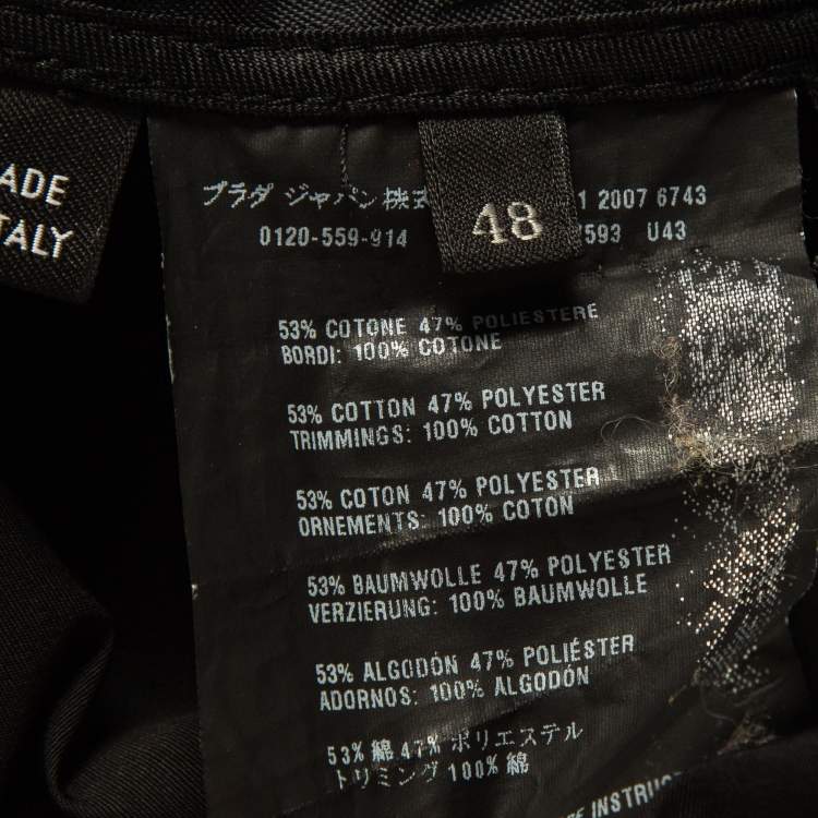 Pre Owned Prada Black Synthetic Zip Front Jacket M