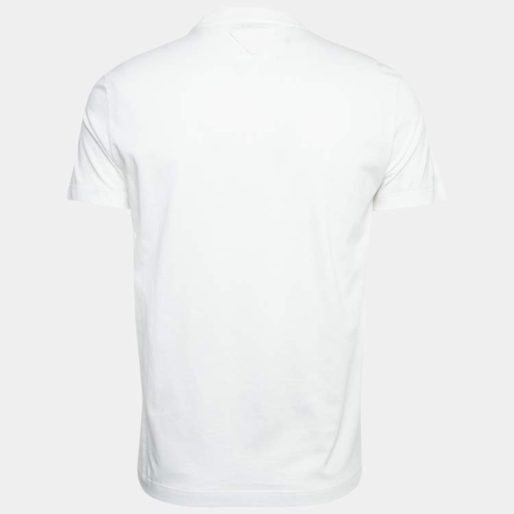 Pre Owned Prada White Cotton Half Sleeve T-Shirt M