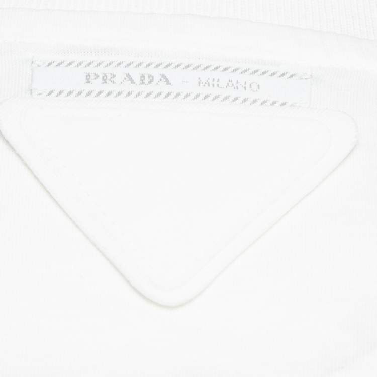 Pre Owned Prada White Cotton Half Sleeve T-Shirt M
