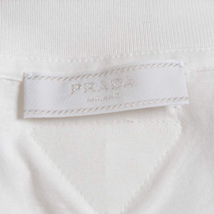 Pre Owned Prada White Cotton Half Sleeve T-Shirt M