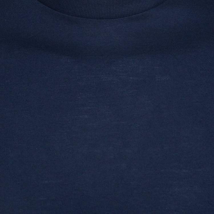 Pre Owned Prada Navy Blue Cotton Half Sleeve T-Shirt S