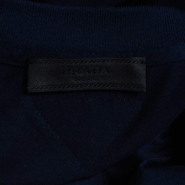 Pre Owned Prada Navy Blue Cotton Half Sleeve T-Shirt S